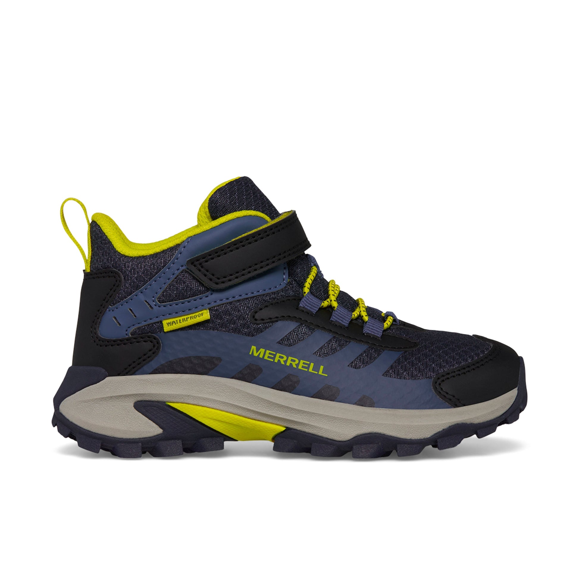 Moab Speed 2 Mid A/C Waterproof Hiker - Big Kid Navy/Hi Viz