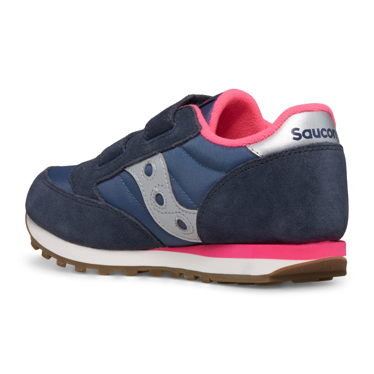 Jazz Double Hook & Loop Sneaker - Big Kid Navy/Silver/Pink