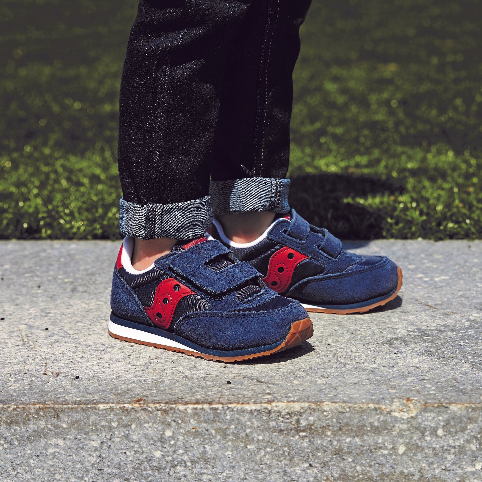Jazz Hook & Loop Sneaker - Big Kid Navy/Red
