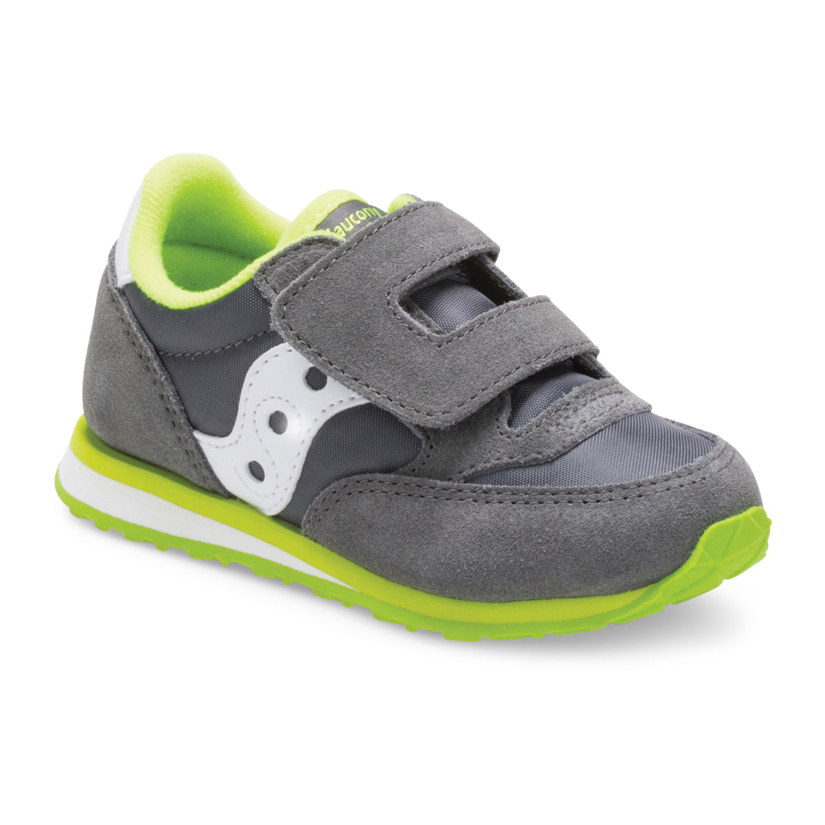 Jazz Hook & Loop Sneaker - Little Kid Grey/White/Green