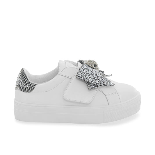 Mini Laney Bow Sneaker - Big Kid White