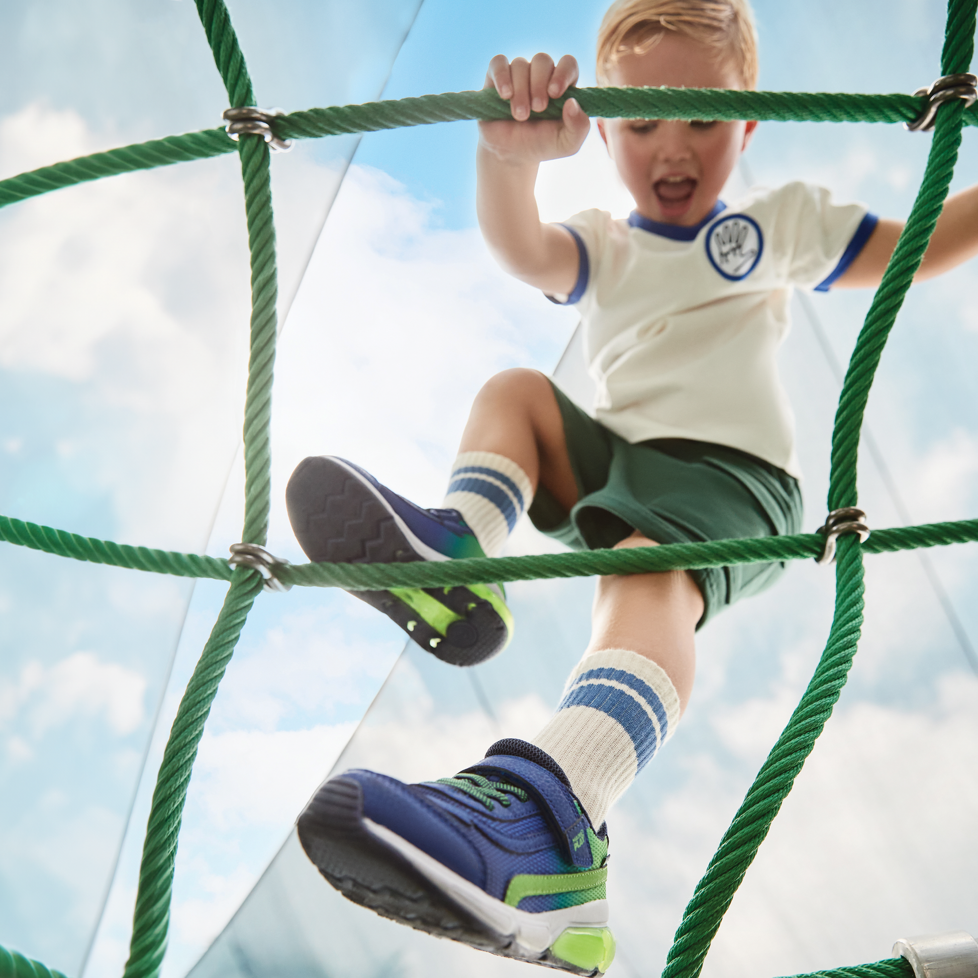 Light-Up Surge Bounce Sneaker - Big Kid Navy/Green