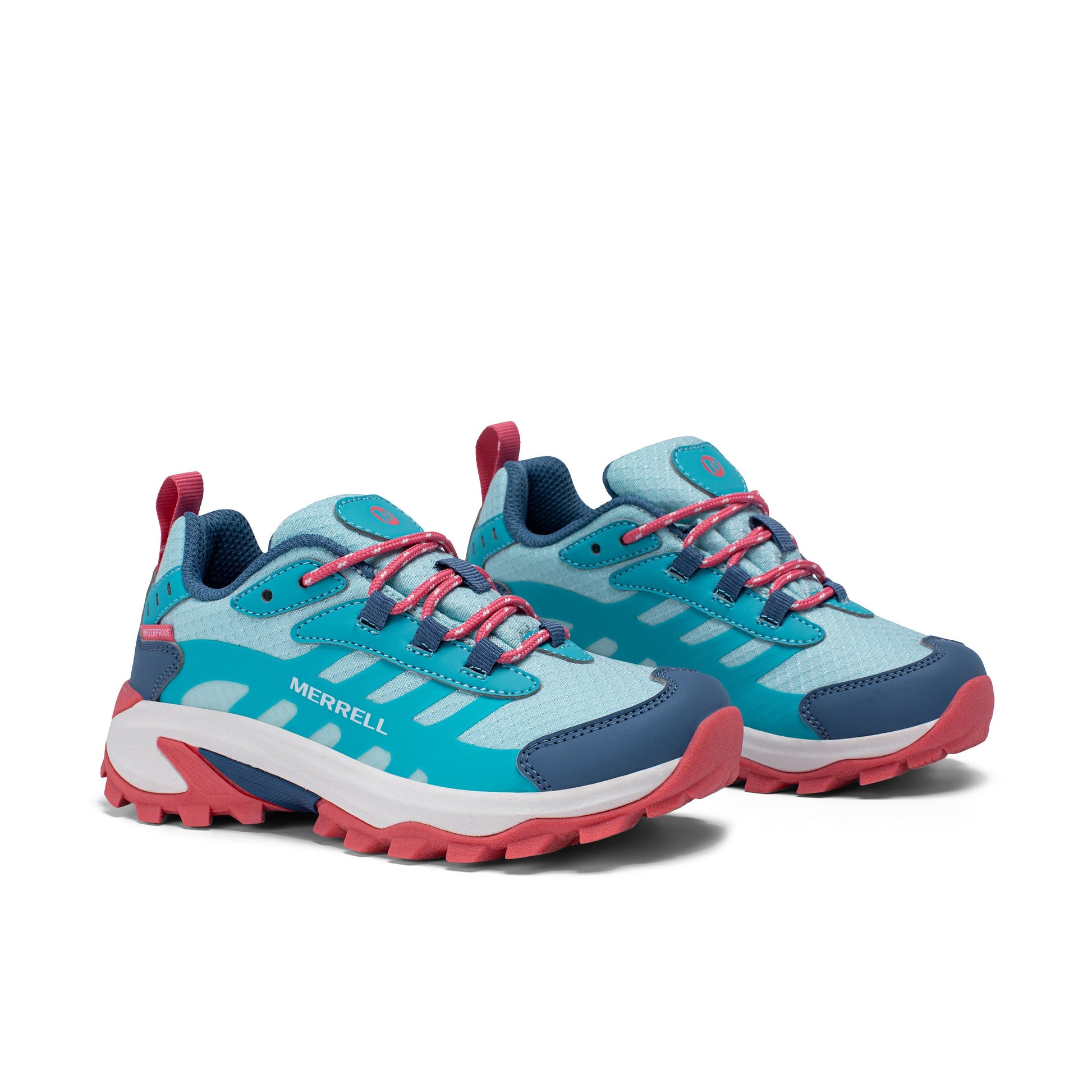 Moab Speed 2 Low Waterproof Sneaker - Big Kid Turq/Coral