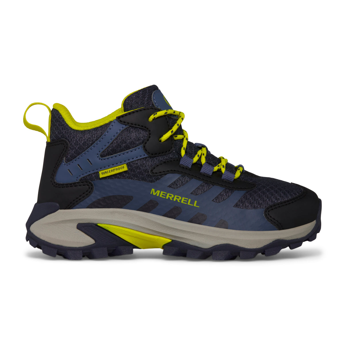 Moab Speed 2 Mid Waterproof Hiker - Big Kid Navy/Hi Viz