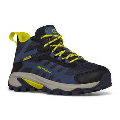 Moab Speed 2 Mid Waterproof Hiker - Big Kid Navy/Hi Viz